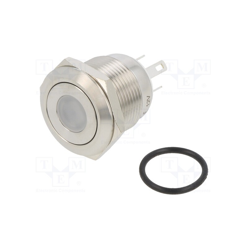 1 pcs x ONPOW - GQ19F-10D/J/R/12V/S - Switch: vandal resistant, Pos: 2, SPST-NO, 0.5A/220VAC, 2A/36VDC