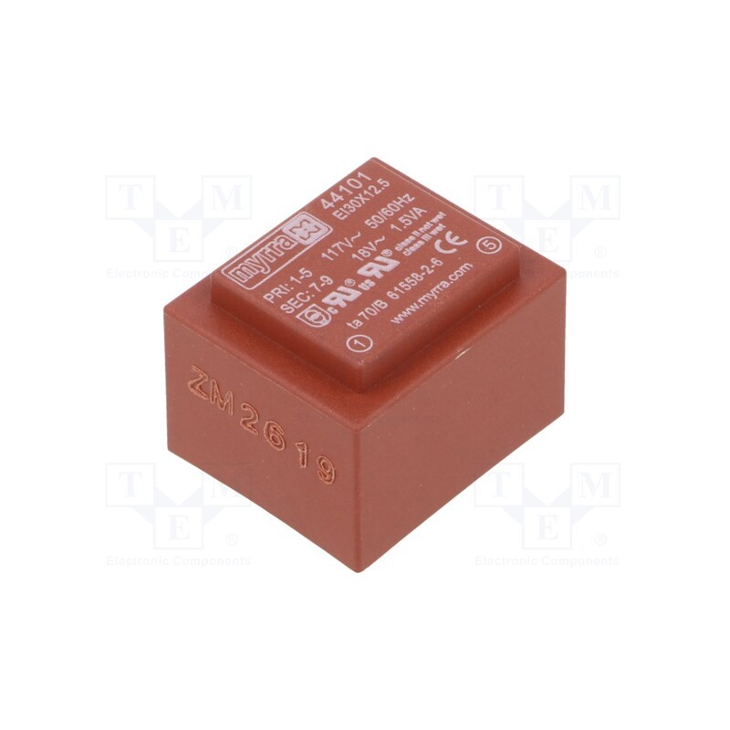 1 pcs x MYRRA - 44101 - Transformer: encapsulated, 1.5VA, 117VAC, 18V, 83mA, PCB