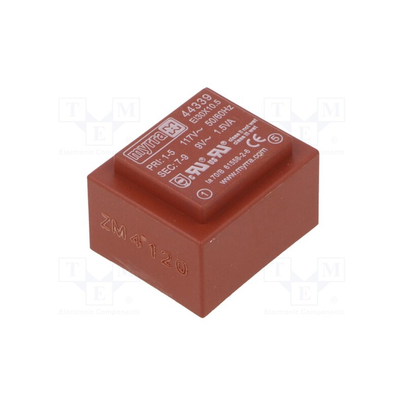 1 pcs x MYRRA - 44339 - Transformer: encapsulated, 1.5VA, 117VAC, 9V, 167mA, PCB