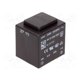 1 pcs x HAHN - BV EI 306 3367 - Transformer: encapsulated, 3VA, 230VAC, 15V, 200mA, PCB, BVEI
