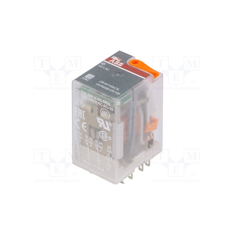 1 pcs x ABB - 1SVR405612R7100 - Relay: electromagnetic, 3PDT, Ucoil: 110VAC, Icontacts max: 10A