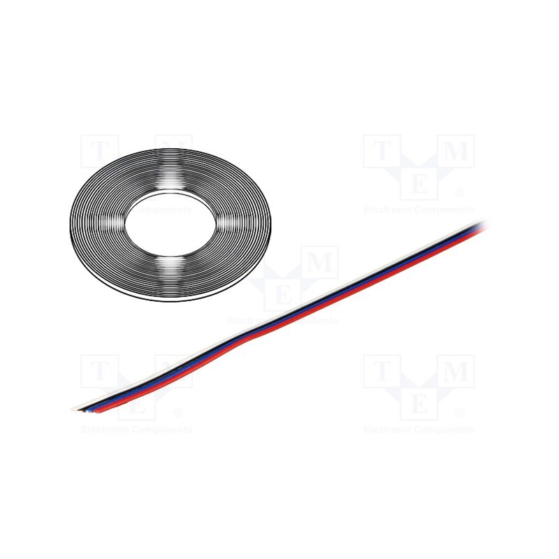 50 m x TECHNOKABEL - 0240 021 - Wire: ribbon, TLWY, 4x0.75mm2, stranded, Cu, unshielded, PVC, 150V