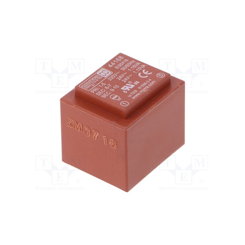 1 pcs x MYRRA - 44168 - Transformer: encapsulated, 2.3VA, 230VAC, 24V, 24V, 48mA, 48mA, PCB