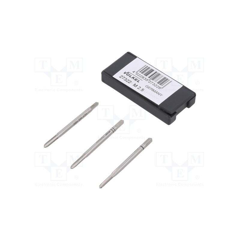 1 set x Vu00d6LKEL - 27322 - Tap, high speed steel grounded HSS-G, M2,5, 0.45, 40mm, 2,1mm