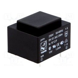 1 pcs x HAHN - BV EI 302 2904 - Transformer: encapsulated, 1VA, 230VAC, 15V, 67mA, PCB, BVEI