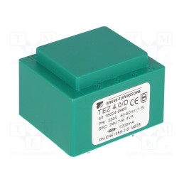 1 pcs x BREVE TUFVASSONS - TEZ4/D230/24V - Transformer: encapsulated, 4VA, 230VAC, 24V, 166.6mA, PCB, IP00