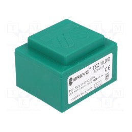 1 pcs x BREVE TUFVASSONS - TEZ10/D230/10.5V - Transformer: encapsulated, 10VA, 230VAC, 10.5V, 952.3mA, PCB, IP00