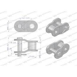 Chain link, straight plate, P08B 1, Warynski