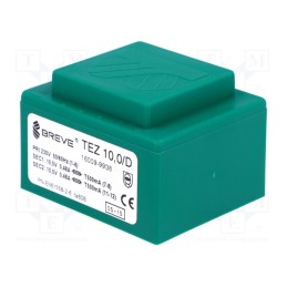 1 pcs x BREVE TUFVASSONS - TEZ10/D230/10.5-10.5V - Transformer: encapsulated, 10VA, 230VAC, 10.5V, 10.5V, 476.1mA