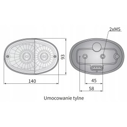 Front lamp 2f oval 140x94 with amp socket