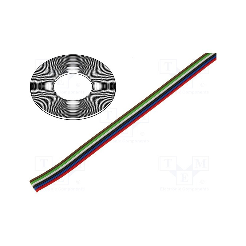 50 m x TECHNOKABEL - 0240 046 - Wire: ribbon, TLWY, 6x0.22mm2, stranded, Cu, unshielded, PVC, 150V