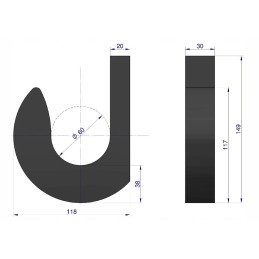 Steel loader bucket hook, diameter 60