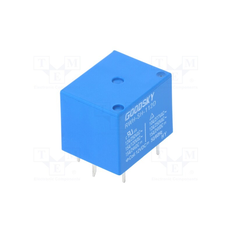 2 pcs x GOODSKY - RWH-SH-112D - Relay: electromagnetic, SPDT, Ucoil: 12VDC, 15A, 12A/250VAC, PCB