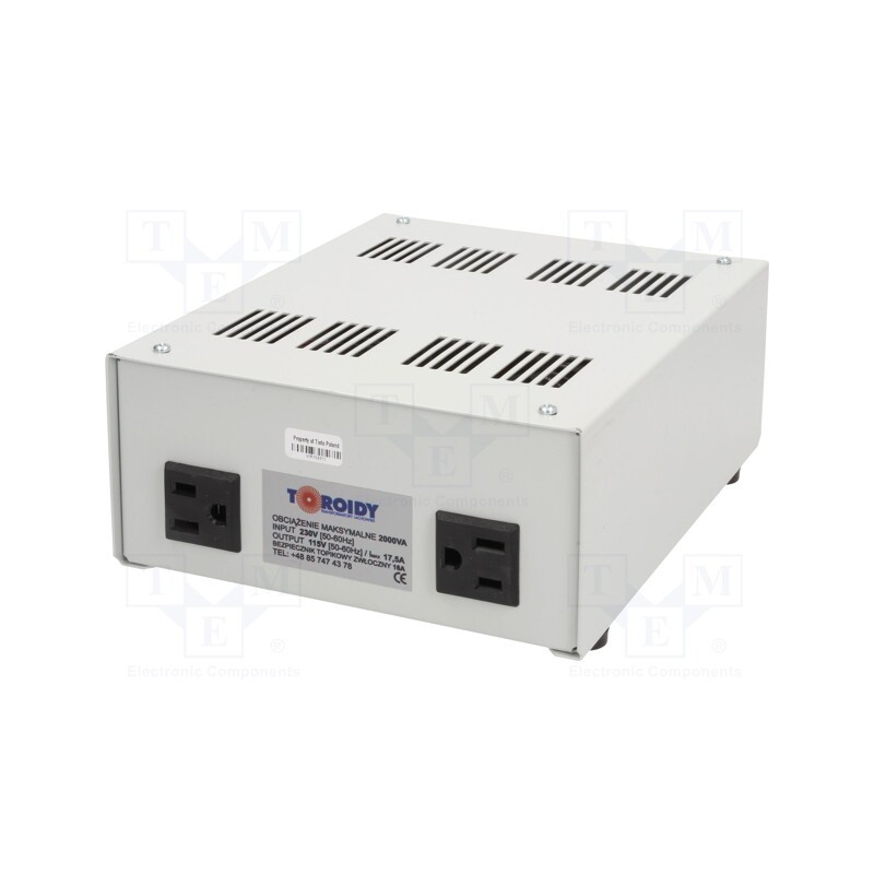 1 pcs x TOROIDY - ATS2000VA-230/110V U - Autotransformer, 230VAC, Power: 2000VA, Usec.1: 115V