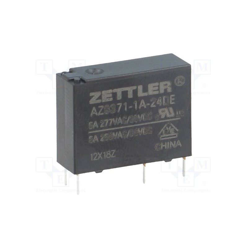 1 pcs x ZETTLER - AZ9371-1A-24DE - Relay: electromagnetic, SPST-NO, Ucoil: 24VDC, 5A, 5A/277VAC, PCB