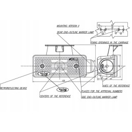 LED marker lamp, right, rectangular, 24v, orange