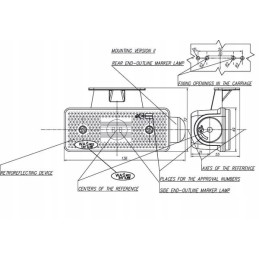 LED marker lamp, right, rectangular, 24v, orange