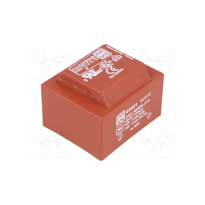 1 pcs x MYRRA - 44441 - Transformer: encapsulated, 22VA, 230VAC, 15V, 15V, 730mA, 733mA, PCB