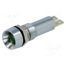 1 pcs x SCHURTER - 35.0608 - Indicator: LED, recessed, green, 24VDC, Ø8.4mm, IP67, connectors