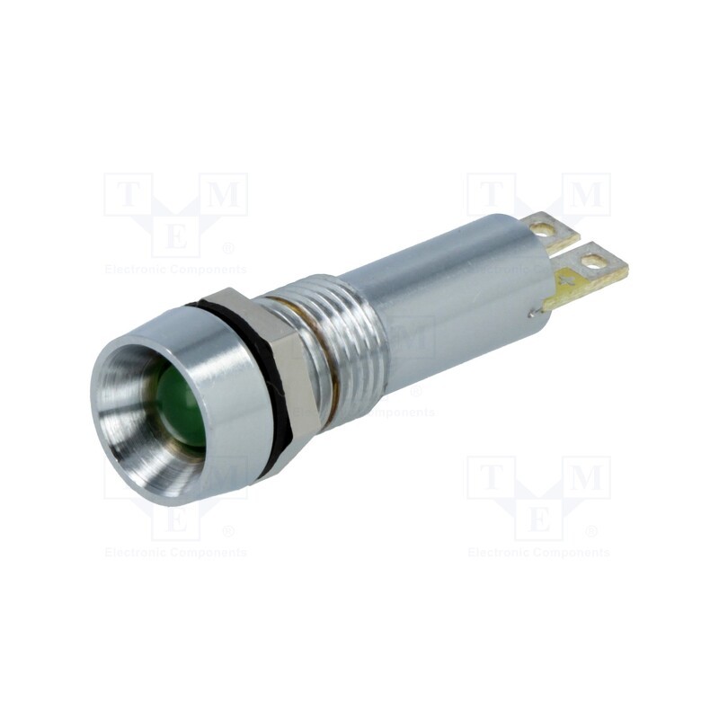 1 pcs x SCHURTER - 35.0608 - Indicator: LED, recessed, green, 24VDC, Ø8.4mm, IP67, connectors