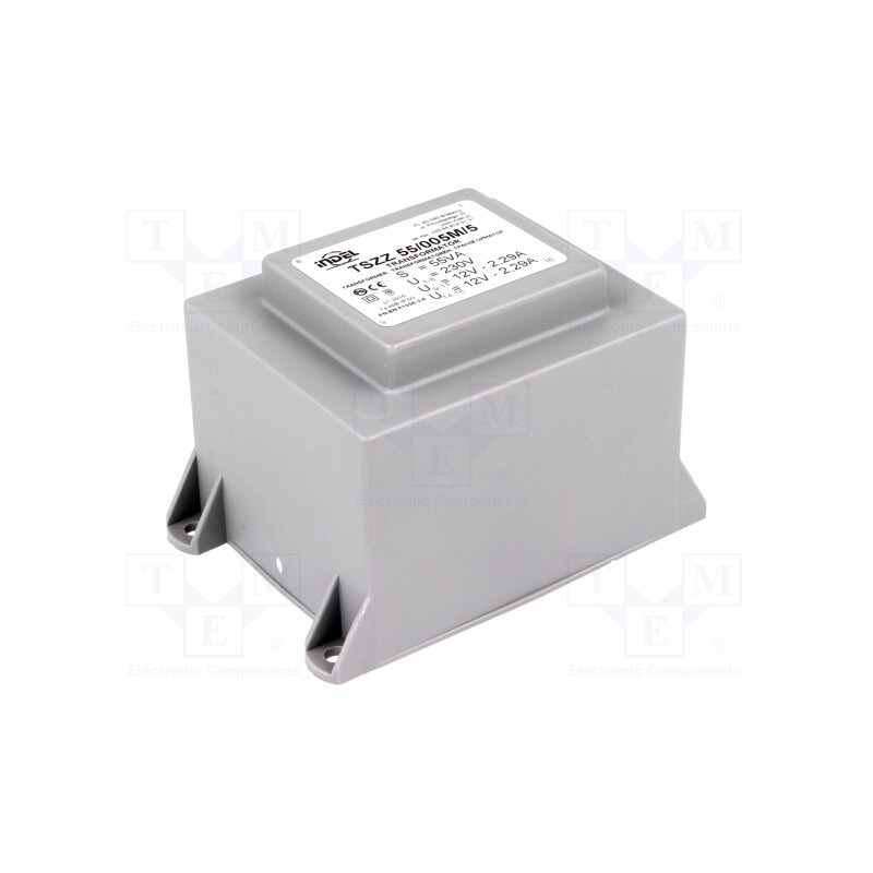1 pcs x INDEL - TSZZ55/005M - Transformer: encapsulated, 55VA, 230VAC, 12V, 12V, 2.29A, 2.29A, PCB