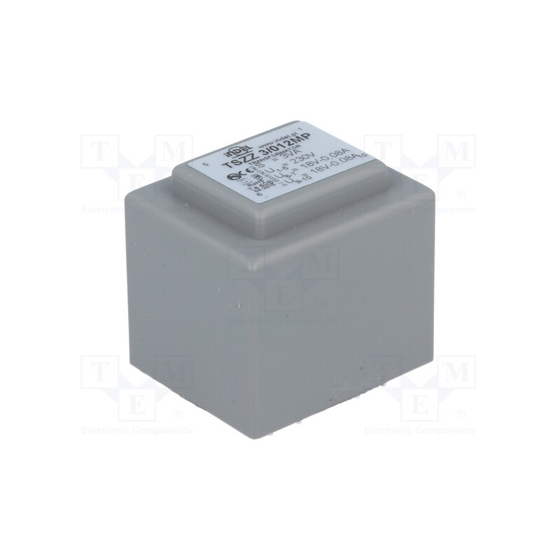 1 pcs x INDEL - TSZZ3/012MP - Transformer: encapsulated, 3VA, 230VAC, 18V, 18V, 80mA, 80mA, PCB