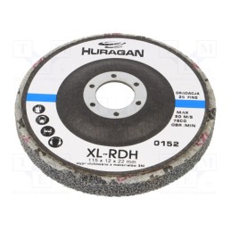 1 pcs x HURAGAN - XL-RDH 2S FIN 115X 12X 22MM - Grinding wheel, fleece, Dim: Ø115x12mm, Mount.hole diam: 22mm