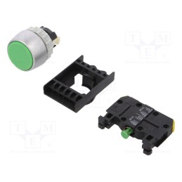 1 pcs x SPAMEL - ST22-KZ-10 - Switch: push-button, 22mm, Stabl.pos: 1, NO, green, IP65, flat, Pos: 2