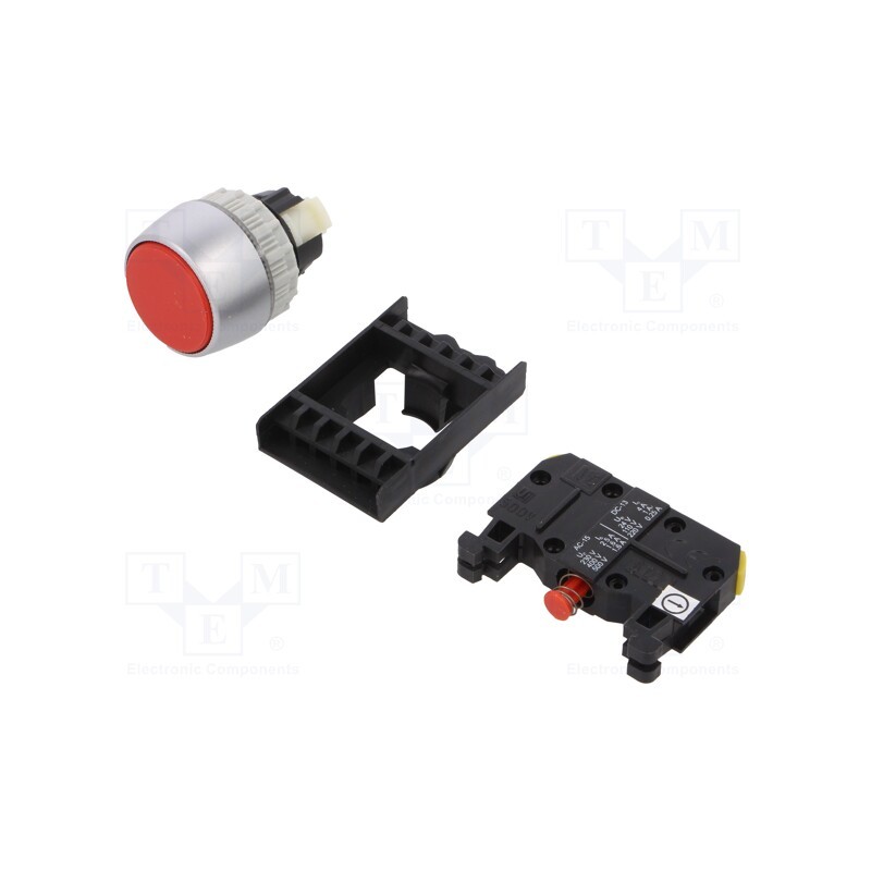 1 pcs x SPAMEL - ST22-KC-01 - Switch: push-button, 22mm, Stabl.pos: 1, NC, red, IP65, flat, Pos: 2