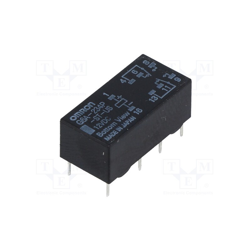 1 pcs x OMRON OCB - G6A-234P-ST-US 12VDC - Relay: electromagnetic, DPDT, Ucoil: 12VDC, Icontacts max: 2A, PCB
