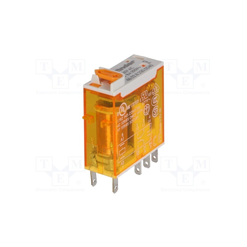 1 pcs x FINDER - 46.52.8.230.0040 - Relay: electromagnetic, DPDT, Ucoil: 230VAC, Icontacts max: 15A