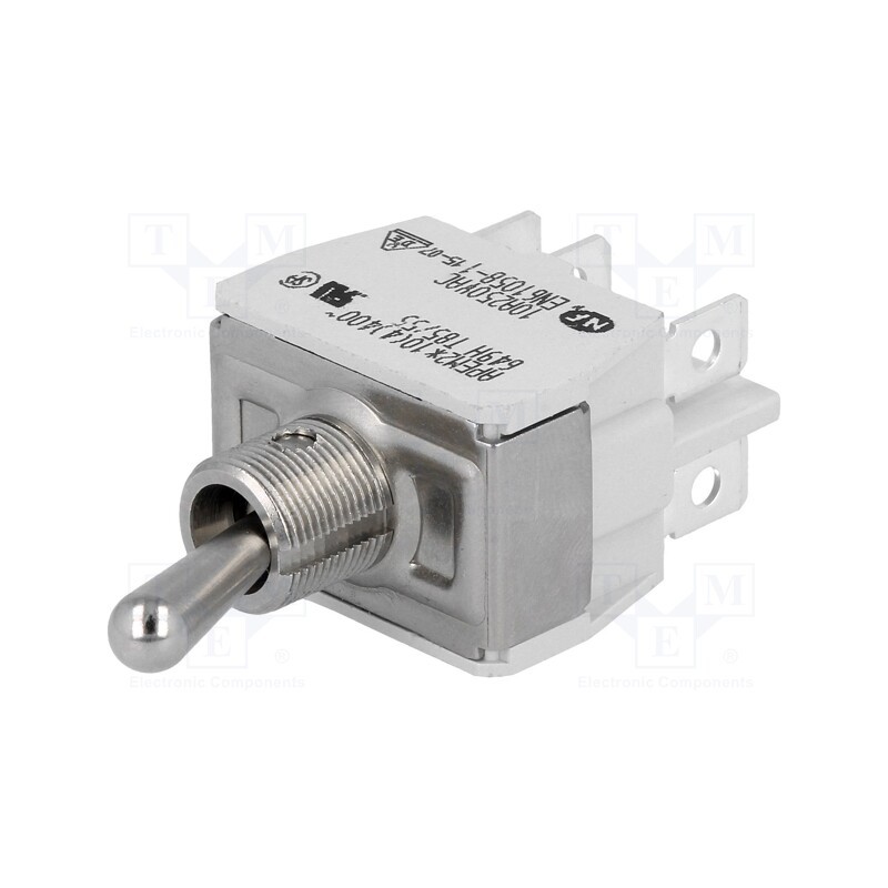 1 pcs x APEM - 649H/2 - Switch: toggle, Pos: 3, DP3T, ON-OFF-ON, 10A/250VAC, -20÷55°C, 600H