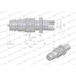 Hydraulic quick connector, long plug with eliminato