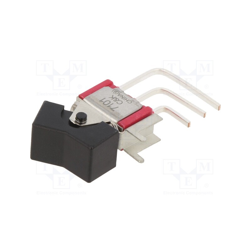 1 pcs x C&K - 7101J1AV2QE2 - ROCKER, SPDT, Pos: 2, ON-ON, 2A/250VAC, 5A/28VDC, Rcont max: 10mΩ
