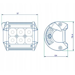 LED work lamp 18w 12v 24v 2750lm 6000k
