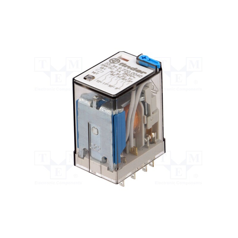 1 pcs x FINDER - 55.34.9.220.0040 - Relay: electromagnetic, 4PDT, Ucoil: 220VDC, Icontacts max: 15A