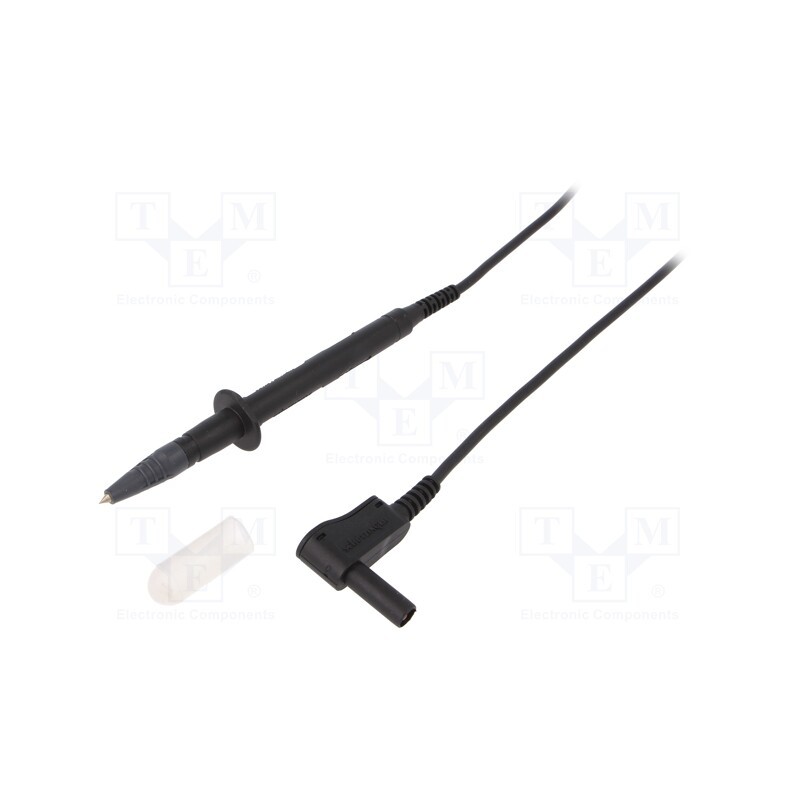 1 pcs x SCHu00dcTZINGER - SPL 7315 NI / 1 / 100 / SW - Test lead, 16A, probe tip x2,angular banana plug 4mm x2, Len: 1m