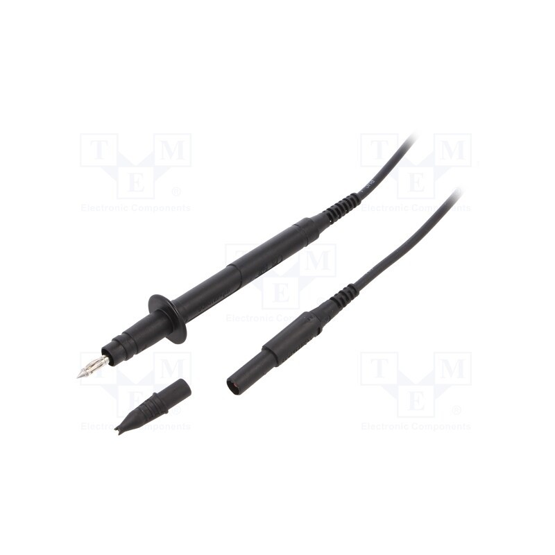 1 pcs x SCHu00dcTZINGER - SPL 7347 NI / 1 / 100 / SW - Test lead, 16A, probe tip x2,angular banana plug 4mm x2, Len: 1m