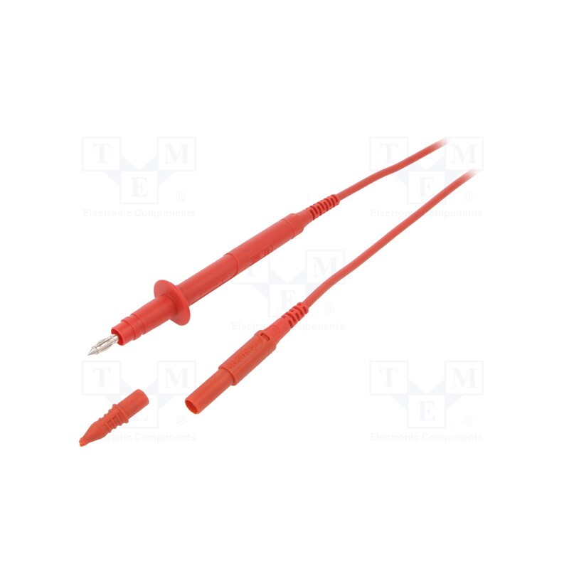 1 pcs x SCHu00dcTZINGER - SPL 7347 NI / 1 / 100 / RT - Test lead, 16A, probe tip x2,angular banana plug 4mm x2, Len: 1m