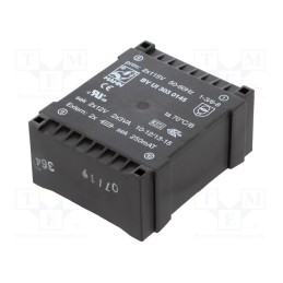 1 pcs x HAHN - BV UI 303 0145 - Transformer: encapsulated, 6VA, 115VACx2, 12V, 12V, 250mA, 250mA