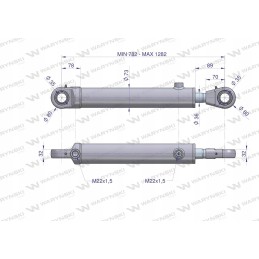 Hydraulic cylinder, double acting actuator, tur