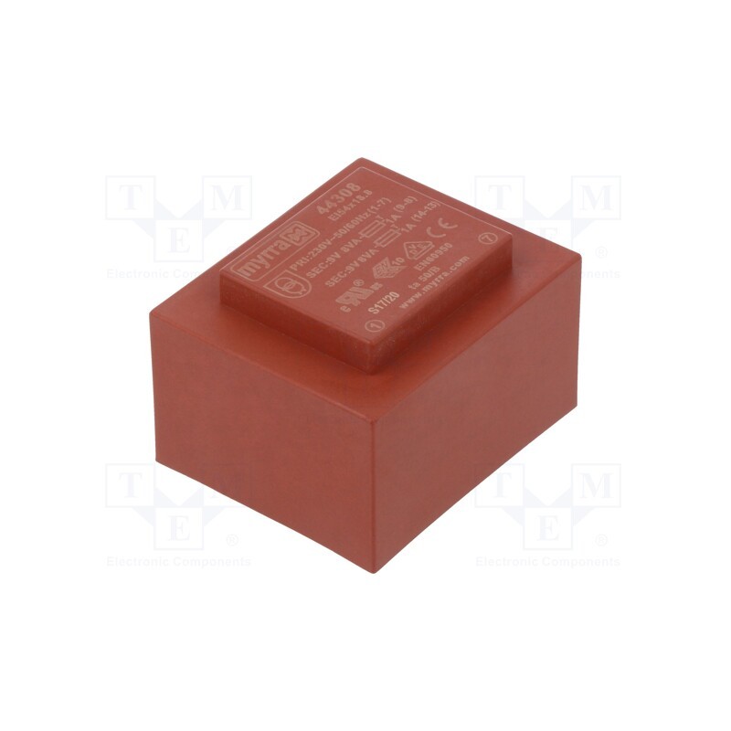 1 pcs x MYRRA - 44308 - Transformer: encapsulated, 16VA, 230VAC, 9V, 9V, 889mA, 889mA, PCB