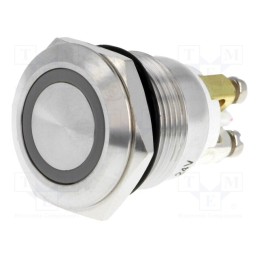 1 pcs x ONPOW - GQ19F-10E/GB/24/S (DUAL LED, 24V) - Switch: vandal resistant, Pos: 2, SPST-NO, 2A/36VDC, IP65, OFF-(ON)