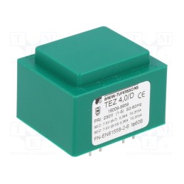1 pcs x BREVE TUFVASSONS - TEZ4/D230/7.5-7.5V - Transformer: encapsulated, 4VA, 230VAC, 7.5V, 7.5V, 266.6mA, PCB