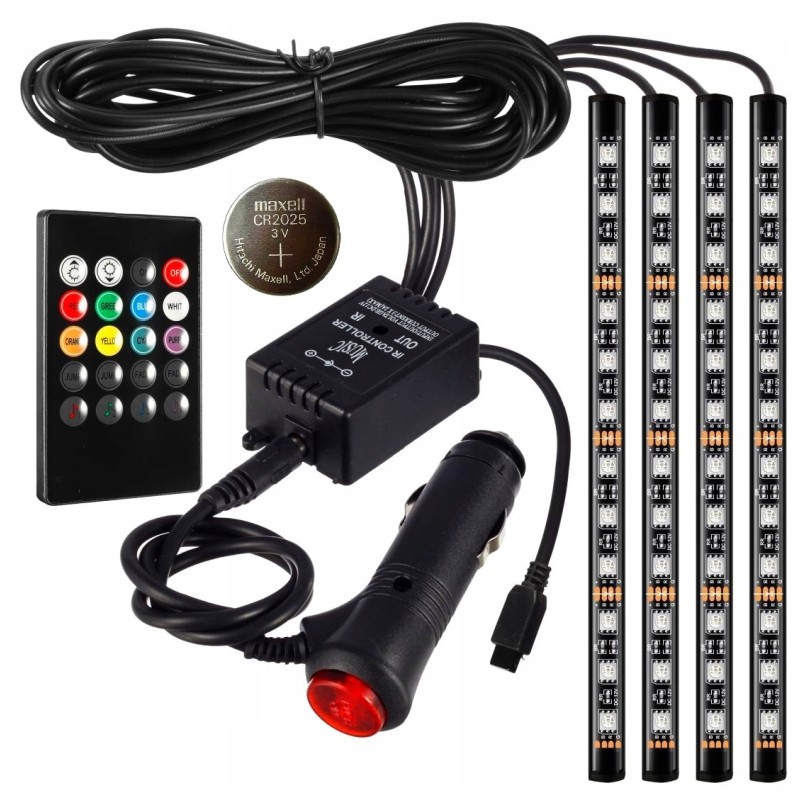 Car cabin interior lighting 48 LED RGB remote control