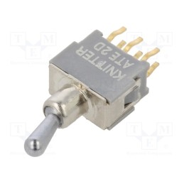 1 pcs x KNITTER-SWITCH - ATE 2 D - Switch: toggle, Pos: 2, DPDT, ON-ON, 0.05A, 0.05A, Leads: flat pin