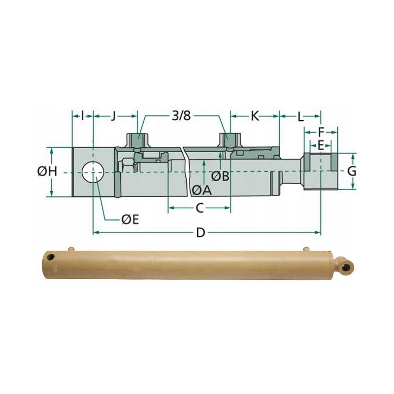 Double-sided hydraulic cylinder 80 45 500 granite