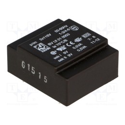1 pcs x HAHN - BV UI 21 0003 - Transformer: encapsulated, 1VA, 115VACx2, 9V, 9V, 56mA, 56mA, PCB