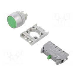 1 pcs x SPAMEL - SP22-KZ-10 - Switch: push-button, 22mm, Stabl.pos: 1, NO, green, none, IP65, flat