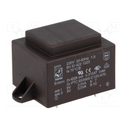 1 pcs x HAHN - BV EI 422 1223 - Transformer: encapsulated, 6VA, 230VAC, 9V, 9V, 334mA, 334mA, PCB